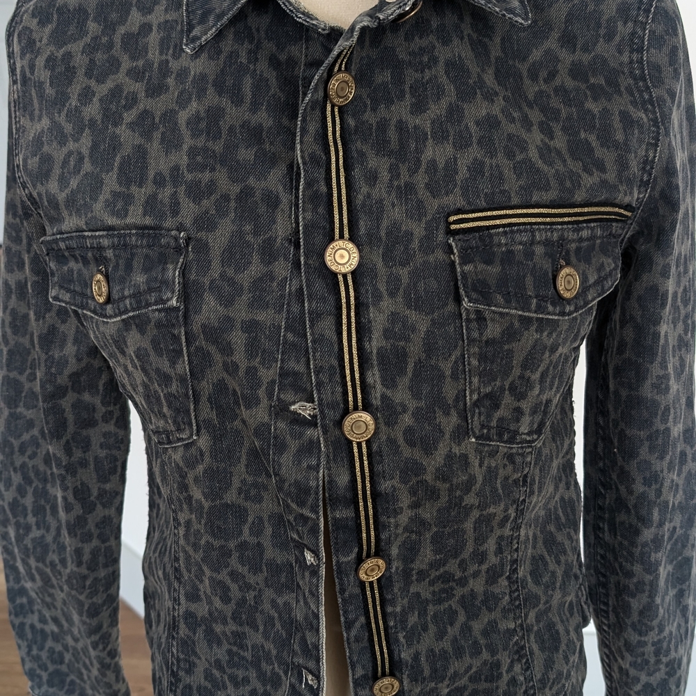 Le Temps Des Cerises Black and Gray Lightweight Leopard Jacket